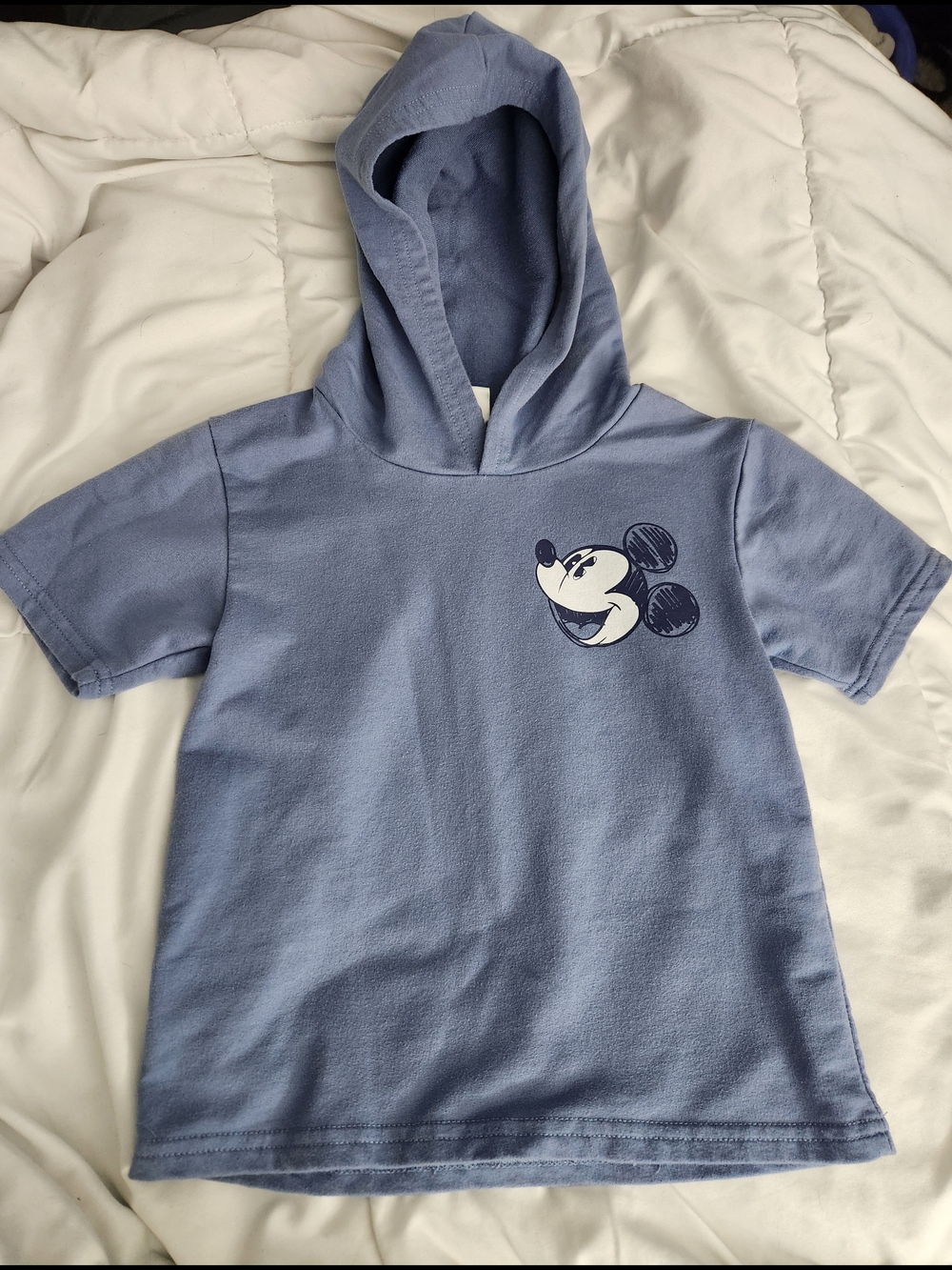 Disney Light Blue Mickey Mouse Short-Sleeve Hoodie